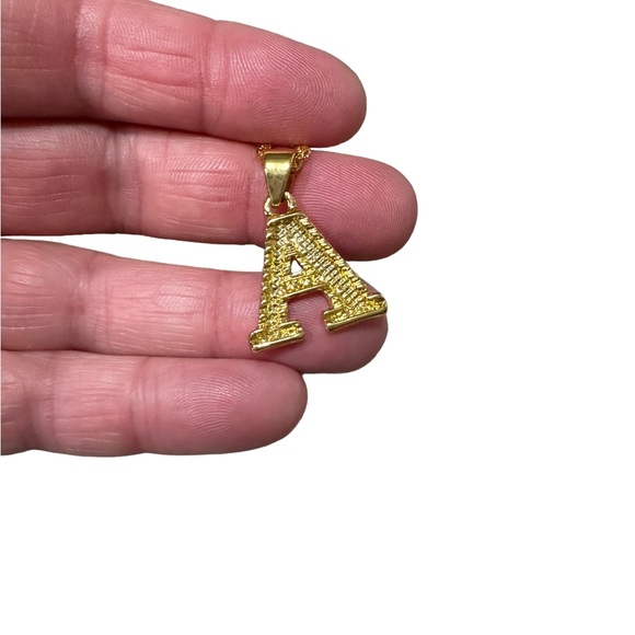 Gold Letter A Pendant Adjustable Necklace - Picture 3 of 6